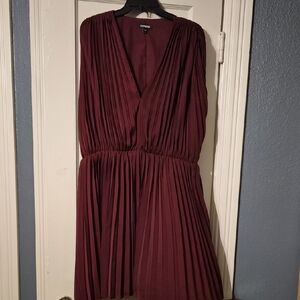 Express Deep Red Pleated Mini Dress